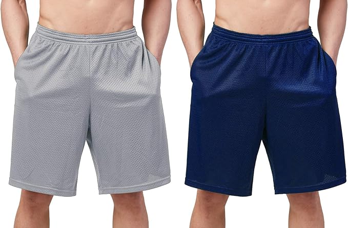 DEVOPS Men's 2-Pack Loose-Fit 10" Workout Gym Shorts with Pockets