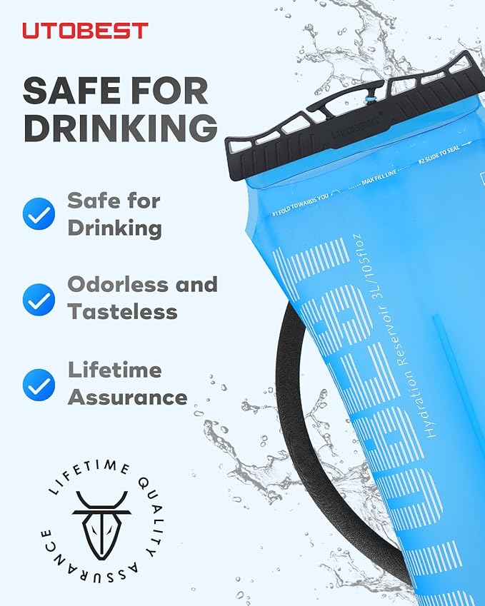 UTOBEST Hydration Bladder,TPU Water Bladder,Water Bladder for Hiking Backpack,BPA Free,Wide Opening,Leak-Proof,Water Reservoir for Hiking Cycling Camping Running-StrideForce Fitness