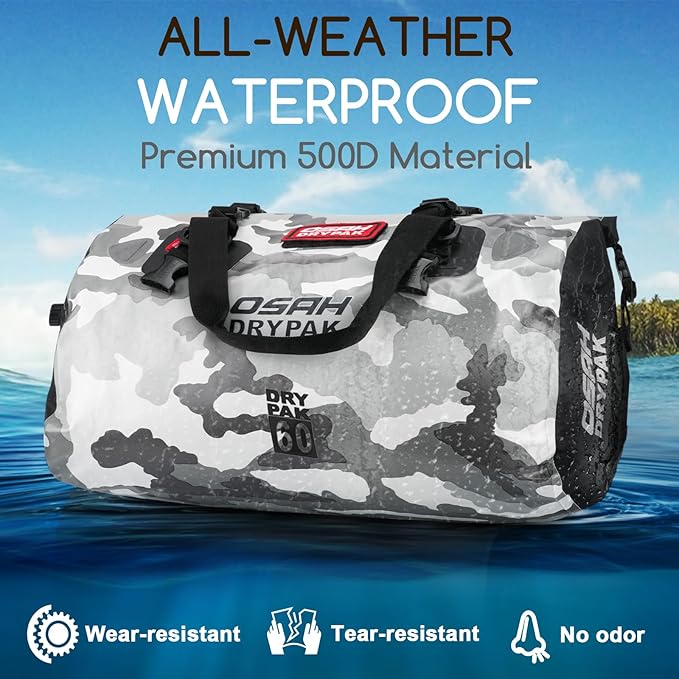 Waterproof Duffel Bag - Motorcycle Dry Bag Tail Bag with Large Storage Space, Waterproof Luggage Duffle Bags with Outer Mesh Zipper Pocket for Camping, Kayaking, Fishing & Traveling-StrideForce Fitness