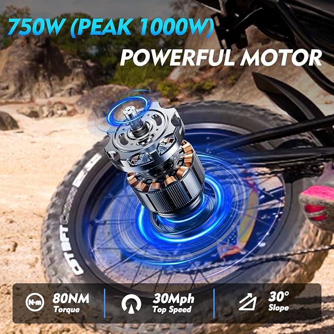Electric Bike for Adults, Powerful 750W/ 1000W Peak Motor,Up to 25/30MPH, Max 25-45 Miles Long Range, 748.8/624 Wh Removable Battery,Ebike for Mountain,Snow,Sand,Road,Commuter-StrideForce Fitness