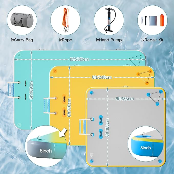 Specraft Inflatable Floating Dock, Non-Slip Air Dock Platform loating Island Raft with Rope Ladder for Pool Lake Beach Ocean-StrideForce Fitness