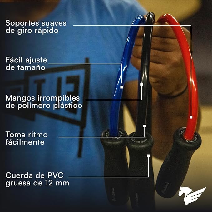 Elite Jumps Muay Thai 2.0 Weighted Jump Rope - Designed for High-Intensity Training, Muay Thai, & MMA Workouts - Heavy 1.3lb PVC Jump Ropes for Fitness-StrideForce Fitness