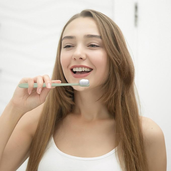 PLAFOPE 8pcs Extra Soft Manual Toothbrushes for Sensitive Teeth with Micro-Nano Floss Bristles Wavy Brush Heads for Oral Care Suitable for Postpartum and Adult Use and Gentle Cleaning