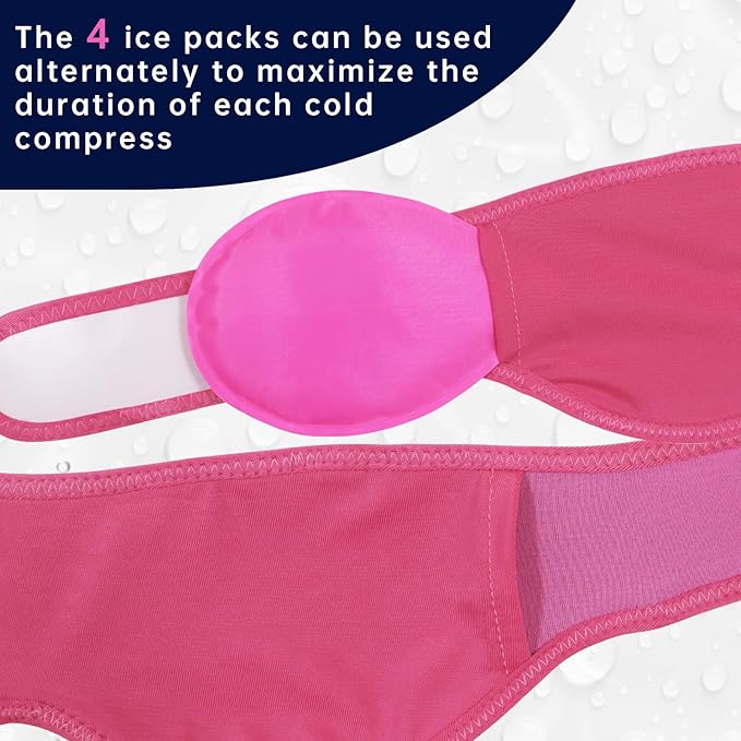 Wisdom Teeth Ice Pack Head Wrap Jaw Face Ice Pack with 4 Gel Packs for Wisdom Teeth Removal Extraction Toothache Pain Relief Facial Face Oral Surgery TMJ Tonsillectomy Recovery Cosmetic Procedure