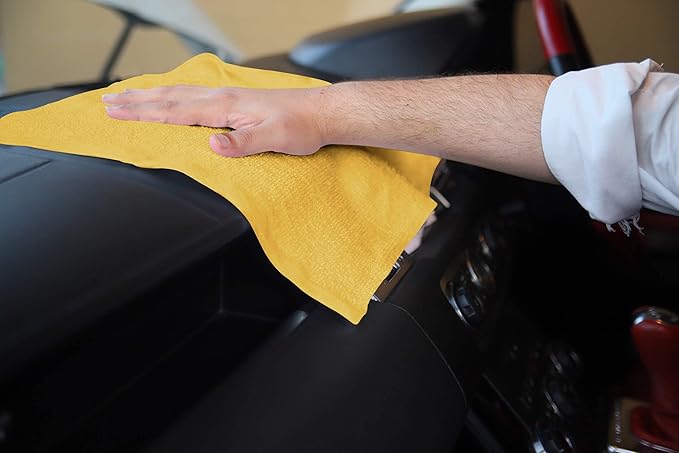 Avalon Towels Terry Bar Mop Towels (Value Pack of 60) Size 14"x17" – Absorbent and Durable, Multipurpose Cleaning Rags, Cotton Cleaning Cloths, Terry Cloth Rags, Reusable Shop Rag (Yellow)-StrideForce Fitness