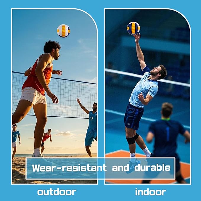 KUYOTQ Official Size 5 in&Outdoor Beach Volleyball,3MM Thickened Surface Soft Leather Youth Womens Mens Volleyball for Game Gym Training(Deflated)-StrideForce Fitness