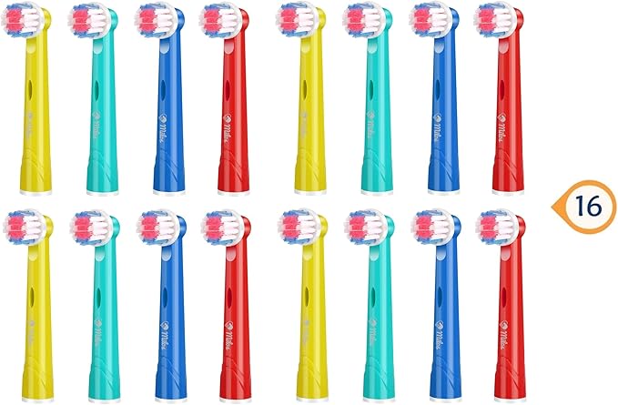 Milos Kids Replacement Heads Compatible with Oral B - Replacement Toothbrush Heads for Teenagers Aged 10-16 Soft Sensitive Replacement Brush Heads 16 Pack