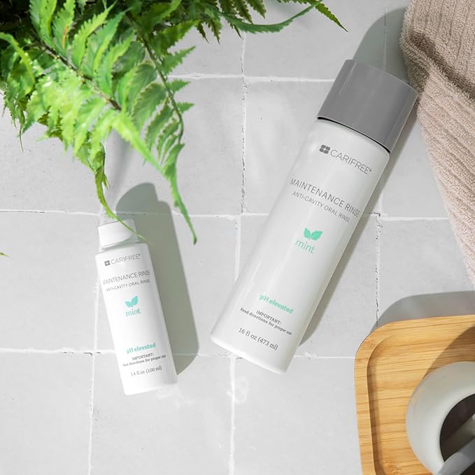 CariFree Maintenance Rinse, Mint (Full Size + Travel Sized) Fluoride Mouthwash | Anti-Cavity Oral Care | Xylitol | Elevated pH | Cavity Prevention | Alcohol Free