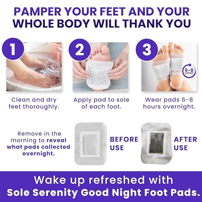 Sole Serenity Foot Pads - Zeolite Mineral, Ginger Root, Wormwood, Bamboo Vinegar, Foot Spa for Achy Feet (Bundle)-StrideForce Fitness