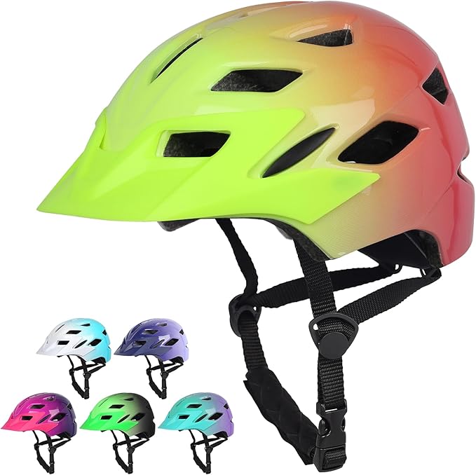 Kids Bike Helmet,Bavilk Kids Boys Girls Bike Helmets with LED Light Detachable Visor Children Youth Teen Multi-Sport for Skating Cycling Scooter Skateboard Adjustable & Lightweight 19.7"-22.4"-StrideForce Fitness