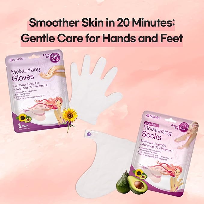 Epielle Moisturizing Foot Masks 6 Pairs, Deep Moisturizing Socks for Dry Feet & Cracked Heels, Relieve and Soften with Sunflower Seed Oil & Avocado Oil, Korean Skin Care, Spa Self Care Gifts for Women-StrideForce Fitness