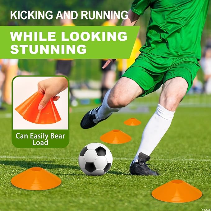 Ashsajkd(Set of 25/50/100 - Agility Soccer Cones with Carry Bag and for ， Football Cones for TrainingFootball, Basketball, Coaching, Agility Cones for Indoor and Outdoor Games-StrideForce Fitness
