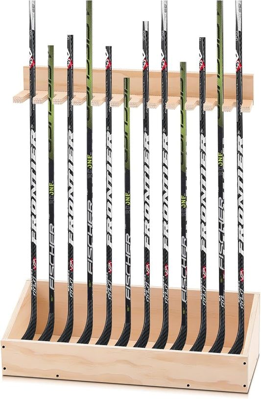 Leinuosen Hockey Stick Holder Wall Mounted and Vertical 2 in 1 Wooden Ice Hockey Rack Organizer Storage and Display Large Capacity Organizer Holds up to Sticks for Player Gifts-StrideForce Fitness