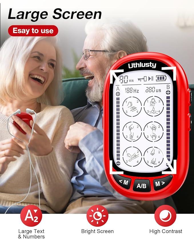 TENS Unit Muscle Stimulator for Pain Relief Therapy–Dual Channel 24 Modes TENS Machine&EMS Muscle Stimulator,Upgraded Large Screen Portable Muscle Stimulator for Back,Shoulder,& Neck Pain with 10 Pads-StrideForce Fitness