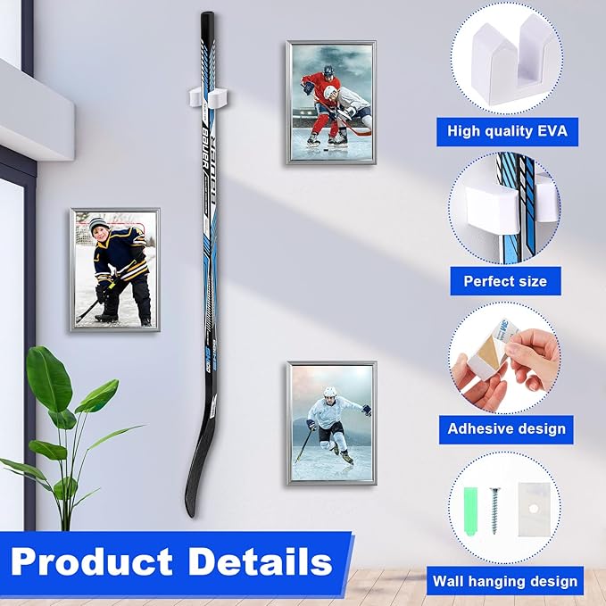 Yousoontic Hockey Stick Holder Wall Mount, 1-6 Stick Capacity, Ice and Field Hockey Organizer (Decor & Storage 2-in-1) for Home Garage Room Office Sports Decoration-StrideForce Fitness