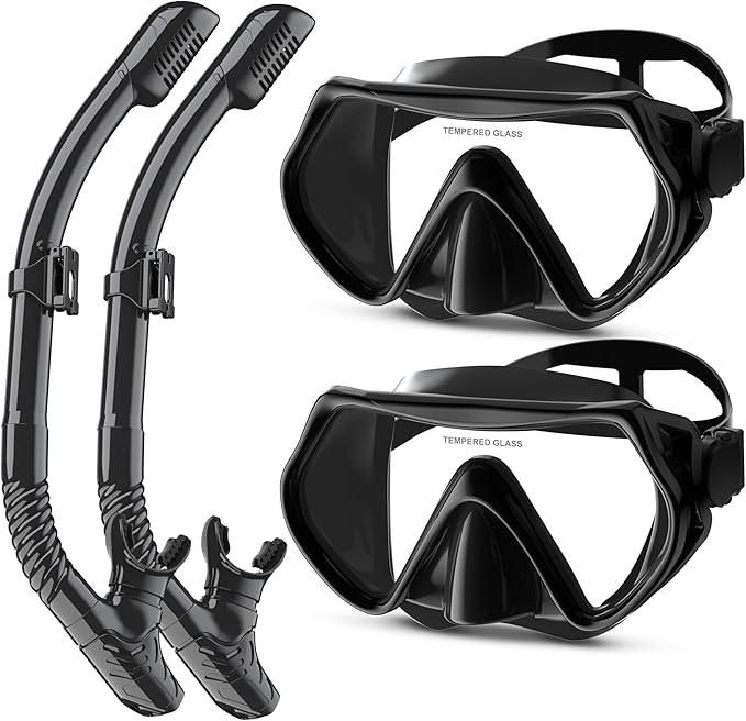 Snorkeling Gear, Dry Snorkel Set180° Panoramic Wide View,Anti-Fog Scuba Diving Mask, Professional Snorkeling Gear for Free Breathing, Swimming, Diving-StrideForce Fitness