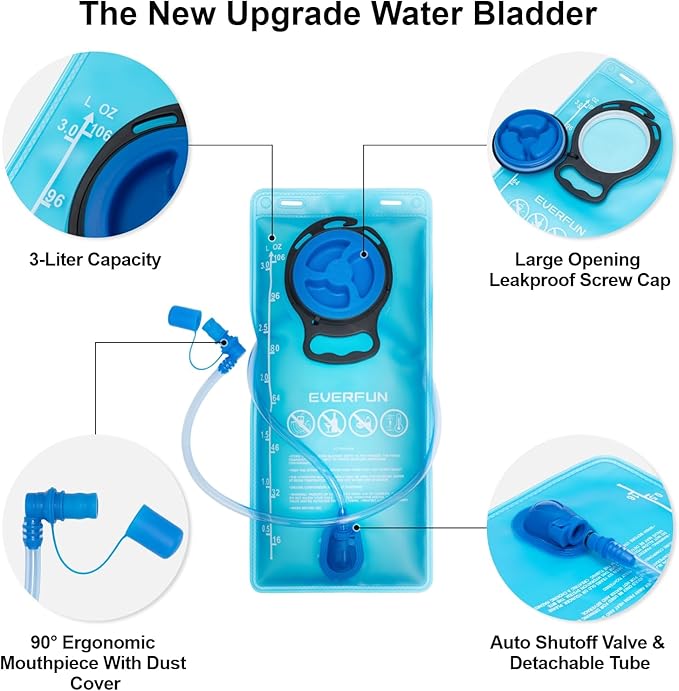 Everfun Hydration Backpack 18L with Water Bladder 2L/3L Hiking Water Backpack Women Men Hydration Pack Insulated Lightweight Day Hydropack with Storage for Hiking, Biking, Running, Festival-StrideForce Fitness