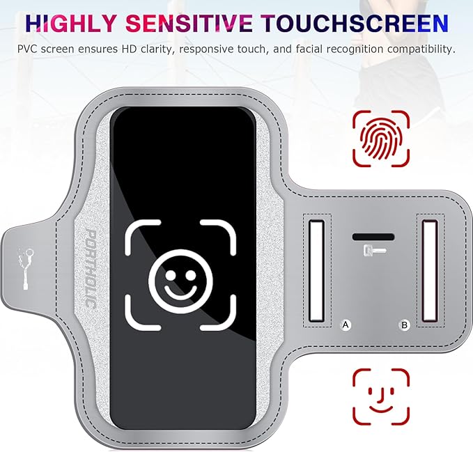 PORTHOLIC 2025 Running Armband Water Resistant Sports Phone Holder Case with Extension Strap, Key Card Slot Up to 6.9" Phone for iPhone 17/16/15/14/13 Plus Air Pro Max XR/XS, Galaxy S25/24/S10-StrideForce Fitness