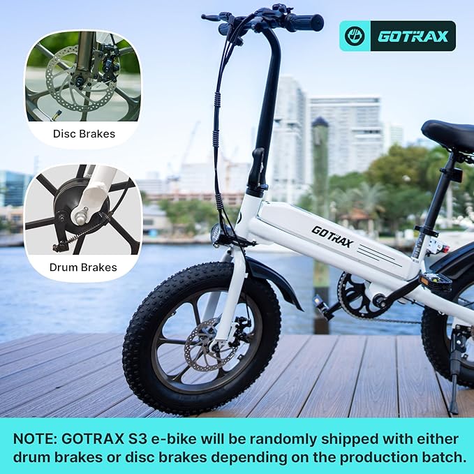 Gotrax S3 Electric Bike, 16x3.0 Fat Tire Electric Bicycle Adults, 750W Peak Motor, Max Range 25 Miles, Up to 20 Mph, Removable Battery, Adjustable Seat, Folding Electric Bike for Adults/Teens 13+-StrideForce Fitness
