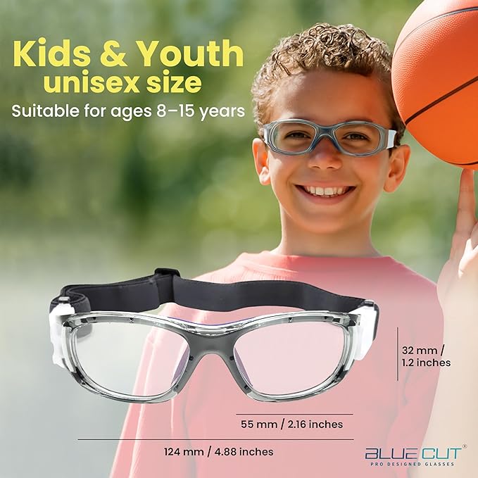 BLUE CUT Safety Basketball Goggles For Kids for Outdoor Sports Activities Anti Fog Replaceable to Prescription Lenses-StrideForce Fitness