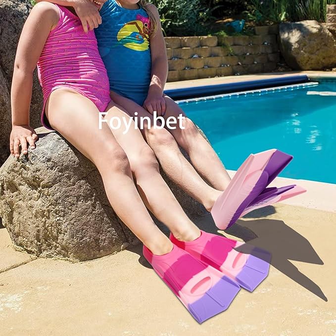Kids Swim Fins,Short Kids Fins Youth Swimming Flippers for Lap Swimming Training for Children Girls Boys Beginners-StrideForce Fitness