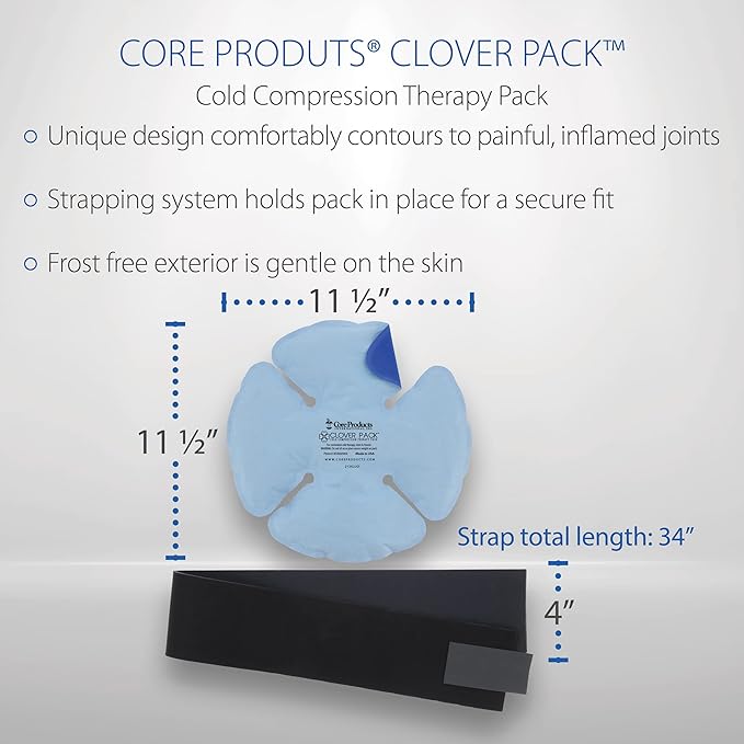 Core Products Clover Pack Frost Free Cold Therapy, Flexible for Knee, Shoulder, Elbow & Ankle with Compression Strap - Made in The USA-StrideForce Fitness