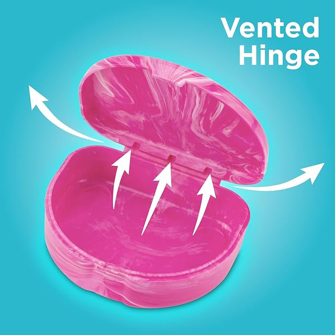 Practicon Marble Retainer Cases, Orthodontic Aligner Case, Mouth Guard Holder (3 Pack) (Pink)