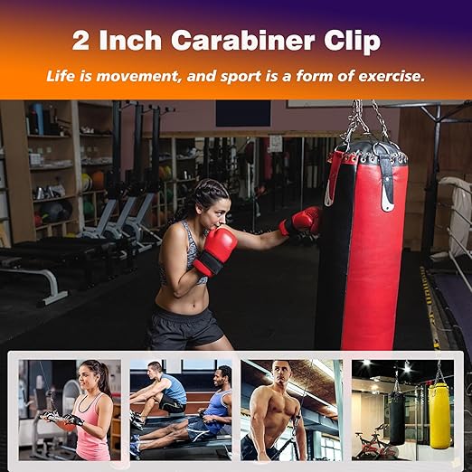 60PCS 3'' Spring Snap Hook Carabiners, M8 5/16Inch Galvanized Steel Quick Link Carabiner Clips, Heavy Duty Spring Clips Link Buckle for Outdoors Fishing Camping Hammock Dog Leashes,Black-StrideForce Fitness