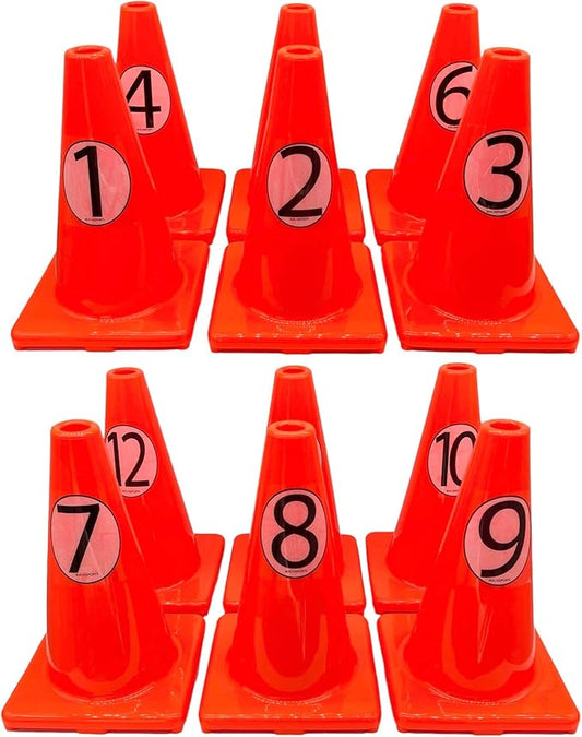 LVL10 Pro Training Cones - 12" Large Soccer Cones for Sports Training - for Basketball, Football, Basketball and Agility Drills - Soccer Field Markers That Won't Crack, Slide or Fly-StrideForce Fitness