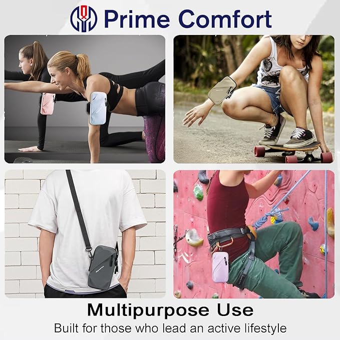 Cell Phone Armbands Running Phone Holder Armband, Shoulder Holster Phone Purse Crossbody Bag Pouch (Gray)-StrideForce Fitness