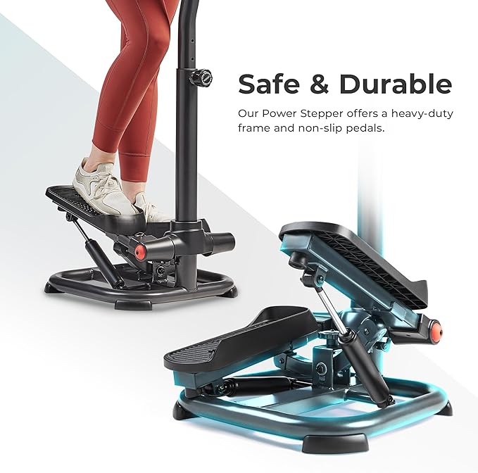 Sunny Health & Fitness 2-in-1 Premium Power Stepper with Resistance Bands, Low-Impact Cardio, Space-Saving, Height-Adjustable, with Enhanced Bluetooth Connectivity with Free SunnyFit App-StrideForce Fitness