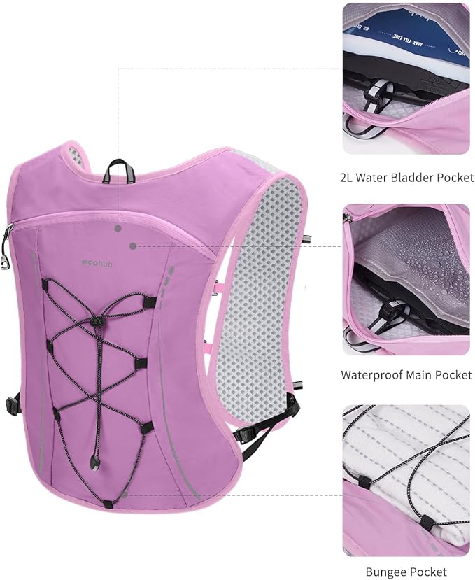 ECOHUB Running Hydration Vest Backpack,Lightweight Breathable Pack with 2L Water Bladder Bag Daypack for Hiking Trail Running Cycling Race Marathon for Women Men-StrideForce Fitness