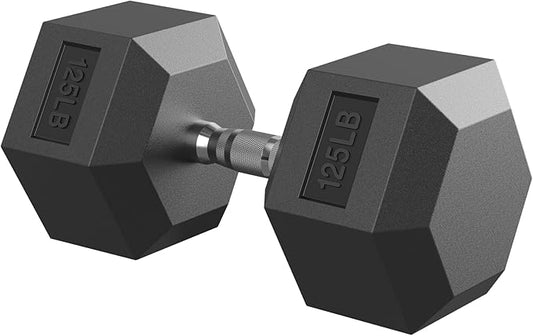 Hex Dumbbell 40-125 lb, Rubber Encased Exercise & Fitness Dumbbells, Hand Weight for Strength Training-StrideForce Fitness