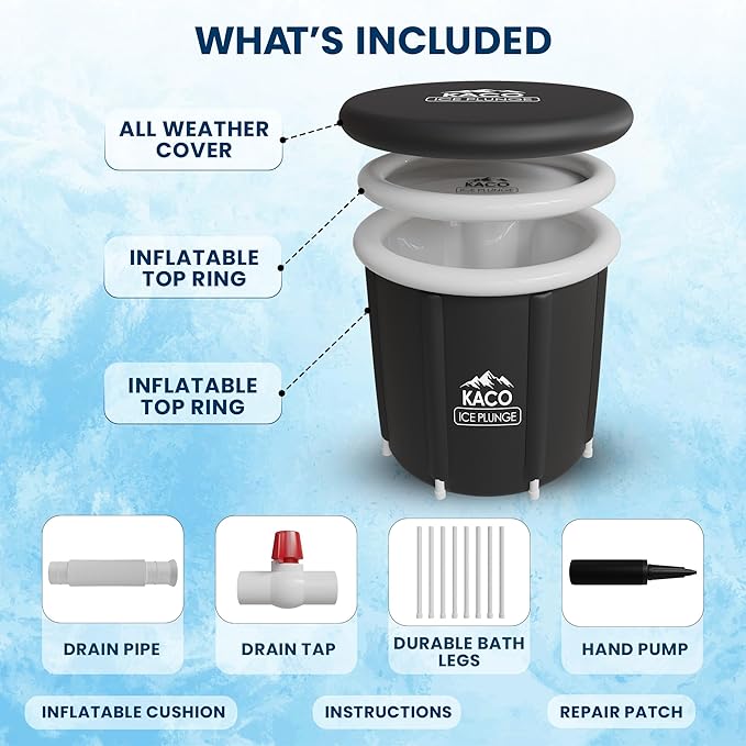 Ice Plunge Tub – Large Insulated Ice Bath for Cold Water Therapy – 100 Gallon Portable Ice Barrel for Athletes, Recovery & Wellness – Durable PVC, Easy Setup, Leakproof & Spacious-StrideForce Fitness