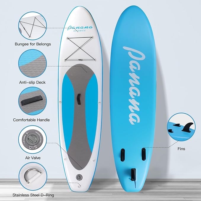 Panana Inflatable Stand Up Paddle Board, 10'x31 x6 SUP with Premium Paddle Board Accessories Kit, Anti-Slip EVA Deck for Adults Youth of All Skill Levels-StrideForce Fitness