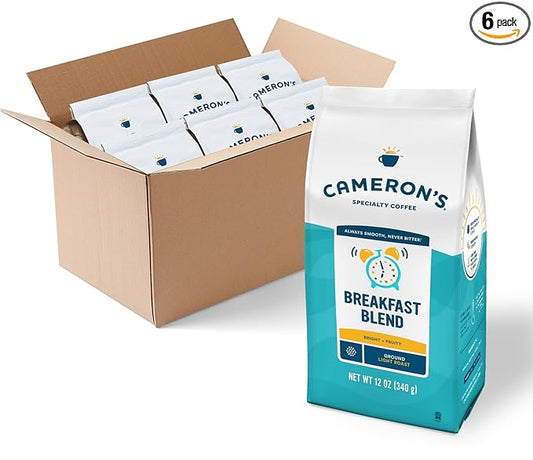 Cameron's Coffee Roasted Ground Coffee Bag, Breakfast Blend, 12 Ounce (Pack of 6)-StrideForce Fitness