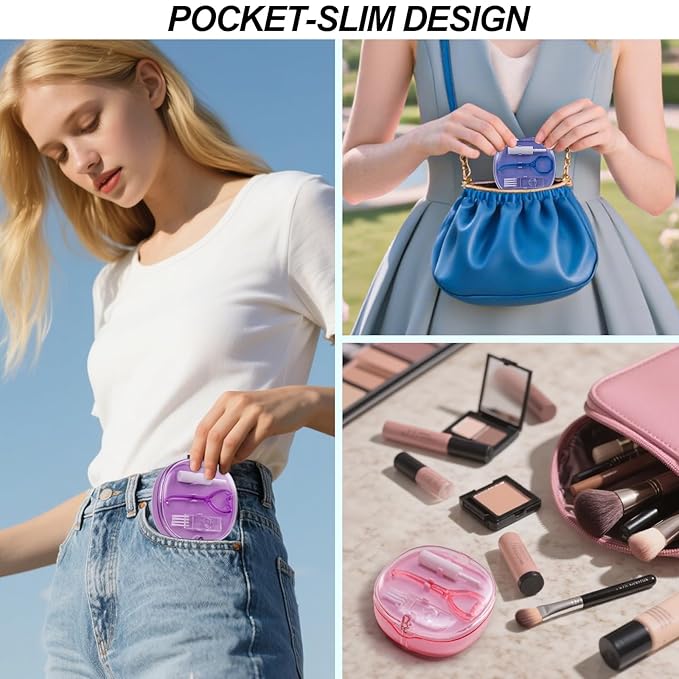 Dental Retainer Box Case Orthodontic Retainer Container with Removal Tool, Chew and Travel Brush, Double-layer Mouth Guard Holder Container Case with Mirror - Transparent Black