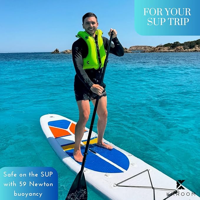 Khroom Inflatable Snorkel Vest for Adults and Teenagers | 60"-75" Height | 90-220 lbs | V2 2025 Model | Buoyancy Jacket for Snorkeling and SUP - Snorkel Vest, Buoyancy Aid-StrideForce Fitness