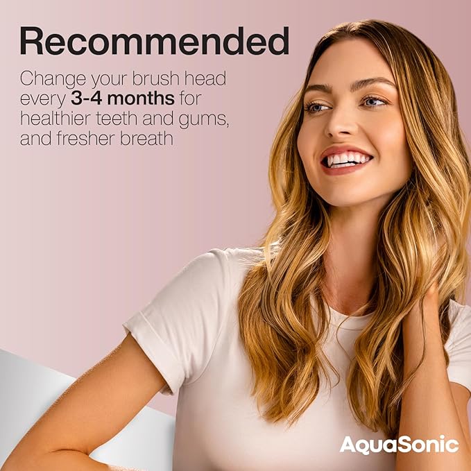 AquaSonic Genuine Icon Replacement Brush Heads | Compatible with AquaSonic Icon Toothbrush | 2 Brush Heads | for Normal & Sensitive Teeth (Blush)