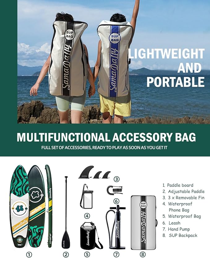 11'Stand Up Paddle Boards Surf Control with Premium SUP Board Accessories Backpack & Removable Fins, 34" Wide Inflatable Paddle Boards of All Skill Levels-StrideForce Fitness