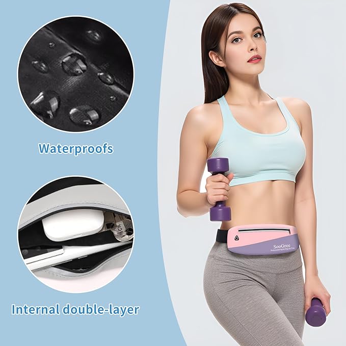 Slim Fanny Packs for Women Men,Waterproof Waist Pack with Reflective Strip Adjustable Strap,Running Belt for Sports Workout Cycling Hiking, Casual Hands-Free Wallets Phone Bag (Style 7)-StrideForce Fitness