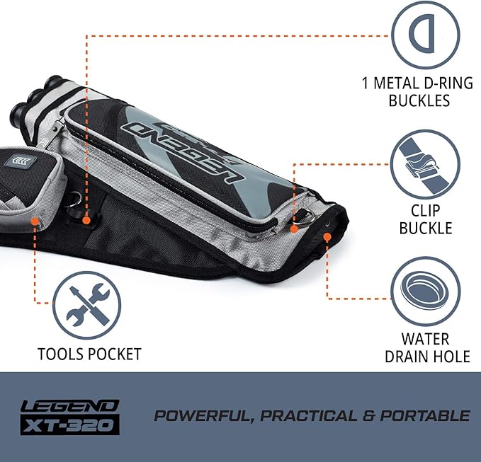 LEGEND XT320 Archery Quivers - Nylon Hip Quivers with 3 Arrow Tube Cases for Target Shooting - Adjustable Waist Belt, T-Slot, Storage Compartments for Accessories, Gear, Tools, Release Tab, Score Card-StrideForce Fitness