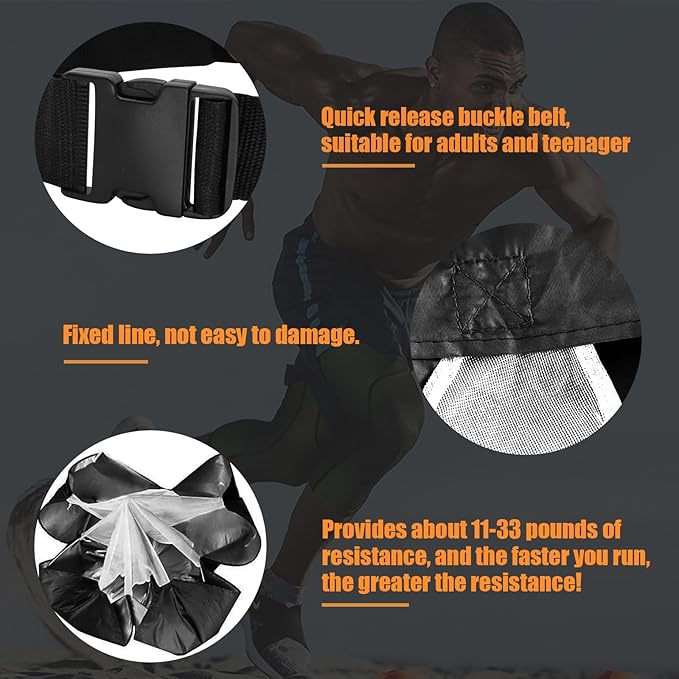 Running Speed Training, 56 inch Speed Drills Resistance Parachute Running Sprint Chute Soccer Football Sport Speed Training-StrideForce Fitness