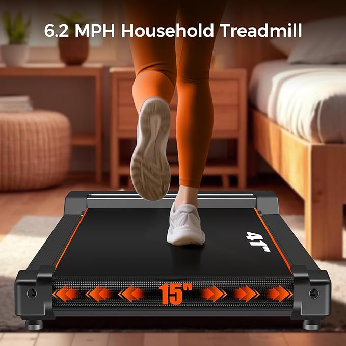 Treadmill with Handles, Portable Small Treadmills for Home and Office, 3.0HP Folding Walking Pad with 300 lbs Capacity, Cup Holder, LED Display and 12 Preset Programs-StrideForce Fitness