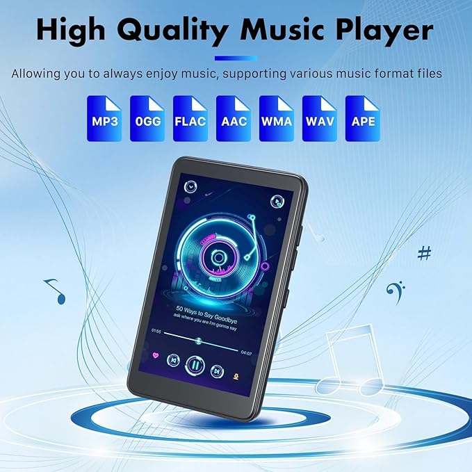 144GB MP3 Player with Bluetooth and WiFi, Android 13 Music Player 4-inch Touch Screen mp4 Players with Bluetooth with Spotify tiktok YouTube Amazon Music, MP4&MP3 Player up to 1TB (Black)-StrideForce Fitness