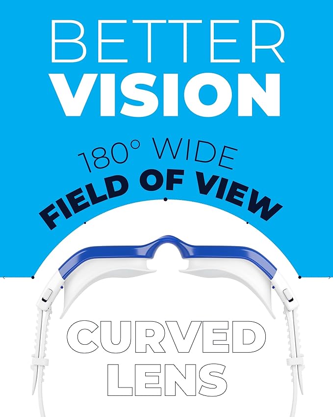 AqtivAqua Swimming Goggles, DX Wide View Swim Goggles for Adult Men Women, Anti Fog No Leaking-StrideForce Fitness