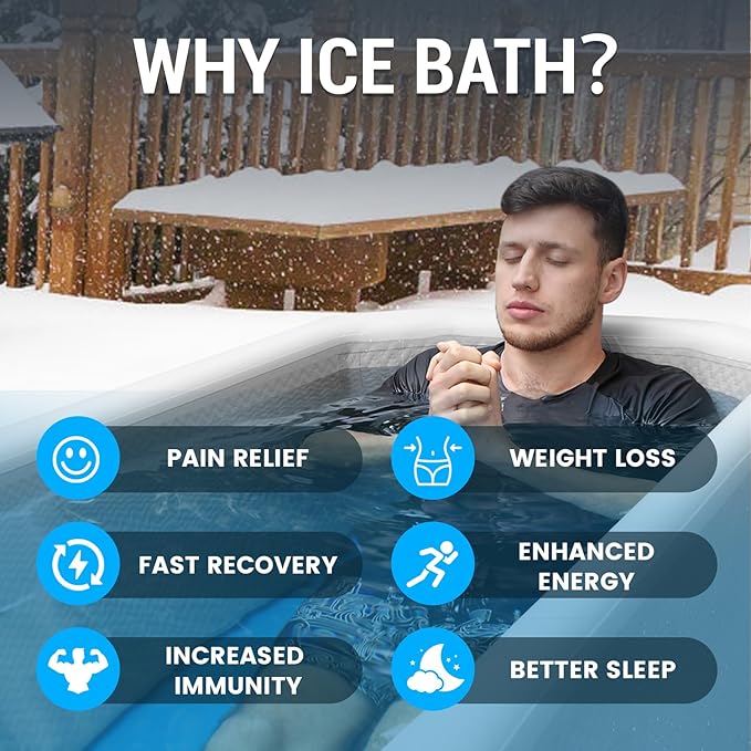 XXL Cold Plunge Tub for Athletes, Compatible with Water Chillers, 224-Gallon Inflatable Ice Bath Tub with Insulated Lid, Thermometer, Water-Absorbent Mat, Portable Ice Pod for Cold Water Therapy-StrideForce Fitness