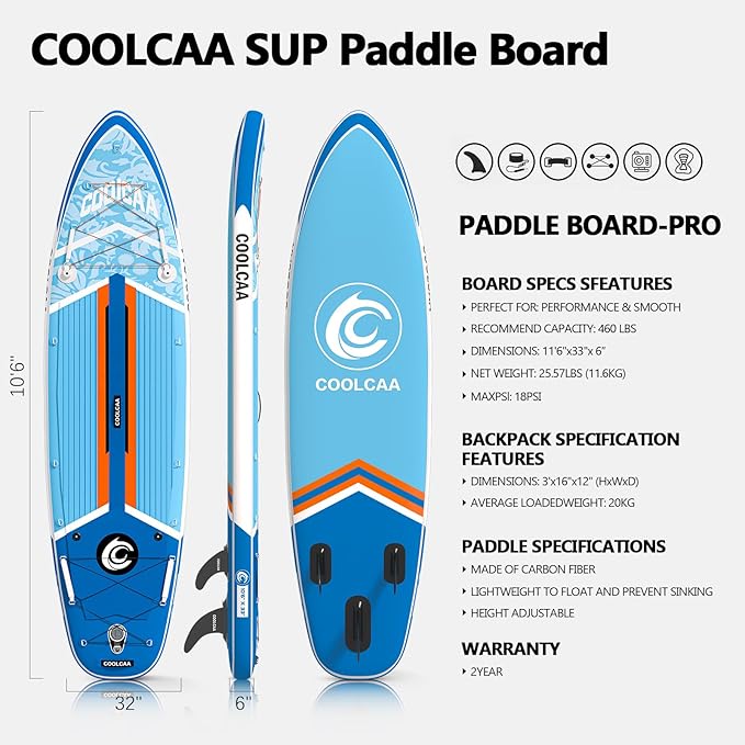 Inflatable Paddle Board, Stand Up Paddleboard with Premium SUP Accessories for Fishing & Yoga, 460lb Capacity, Non-Slip EVA Deck, Blow Up Paddle Boards for Adults & Beginner-StrideForce Fitness