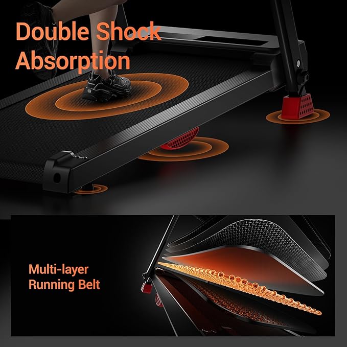 Treadmills for Home, 15% Incline Treadmill, Folding Treadmill Filpped Screen and Heart Rate Sensor, 3.0HP Quiet Brushless Dual Cushion System, 300lbs Weight Capacity-StrideForce Fitness