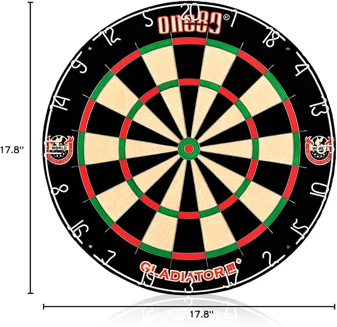Gladiator Dartboard with Top-Grade African Sisal and Sword Edge Staple Free Wire Spider for Maximum Scoring Potential and Less Bounce Outs-StrideForce Fitness